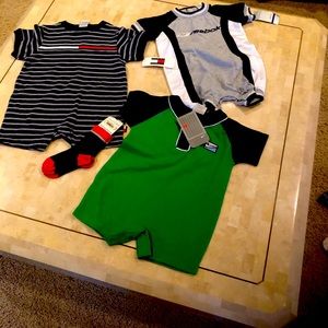 NEW..close-out… 3 one piece.. 12 mo…good brands..new with tags